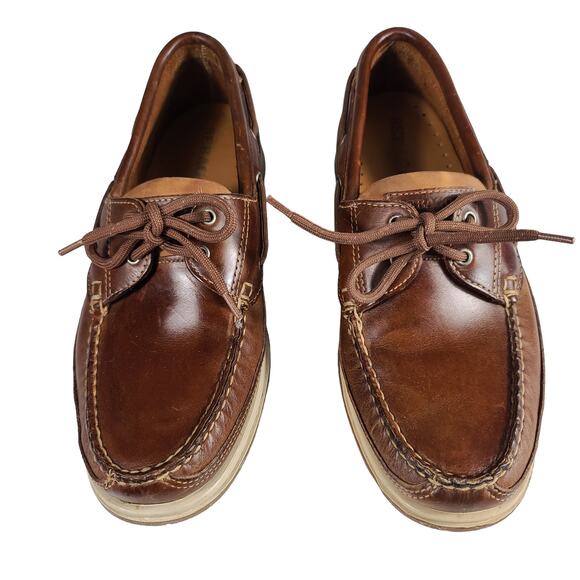 Sebago Brown Leather Docksiders Loafers Men's 8 1/2 ww - Picture 1 of 5